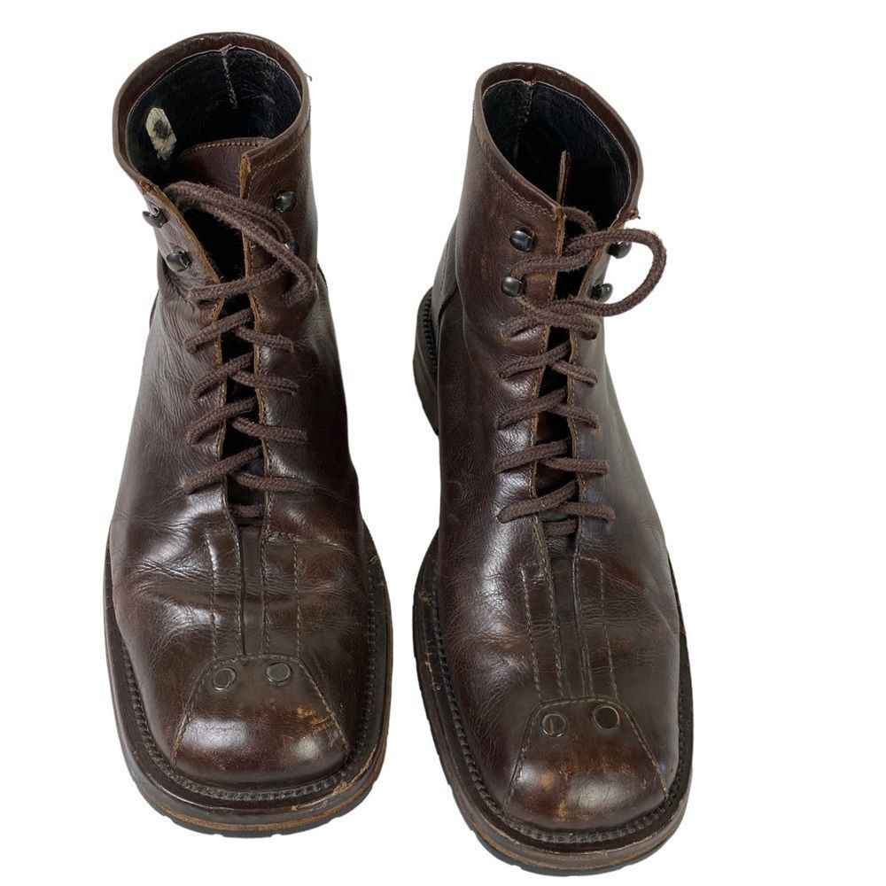 Men's Brown Leather Lace-Up Boots military workwear